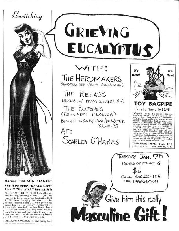 Grieving Eucalyptus + The Heromakers at Scarlett O'Hara's + The Rehabs + The Beltones